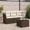 Image de vidaXL Salon de jardin 4 pcs avec coussins marron résine tressée