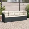 Image de vidaXL Salon de jardin 4 pcs avec coussins noir résine tressée