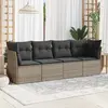 Image de vidaXL Salon de jardin 4 pcs avec coussins gris résine tressée