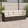 Image de vidaXL Salon de jardin 4 pcs avec coussins marron résine tressée