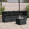 Image de vidaXL Salon de jardin 5 pcs avec coussins noir résine tressée