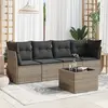 Image de vidaXL Salon de jardin 5 pcs avec coussins gris résine tressée