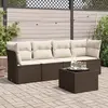Image de vidaXL Salon de jardin avec coussins 5 pcs marron résine tressée