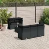 Image de vidaXL Salon de jardin 6 pcs avec coussins noir résine tressée