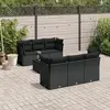 Image de vidaXL Salon de jardin 7 pcs avec coussins noir résine tressée