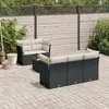 Image de vidaXL Salon de jardin 7 pcs avec coussins noir résine tressée