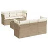 Image de vidaXL 7-delige Loungeset met kussens poly rattan beige