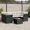 Image de vidaXL Salon de jardin 7 pcs avec coussins noir résine tressée