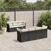 Image de vidaXL Salon de jardin 8 pcs avec coussins noir résine tressée