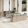 Image de vidaXL Salon de jardin avec coussins 8 pcs beige résine tressée