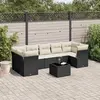 Image de vidaXL Salon de jardin 8 pcs avec coussins noir résine tressée
