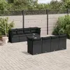 Image de vidaXL Salon de jardin 9 pcs avec coussins noir résine tressée