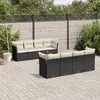 Image de vidaXL Salon de jardin 9 pcs avec coussins noir résine tressée