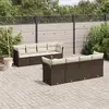Image de vidaXL Salon de jardin avec coussins 9 pcs marron résine tressée