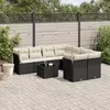 Image de vidaXL Salon de jardin 9 pcs avec coussins noir résine tressée
