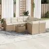 Image de vidaXL Salon de jardin avec coussins 9 pcs beige résine tressée
