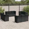 Image de vidaXL Salon de jardin 12 pcs avec coussins noir résine tressée