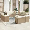 Image de vidaXL Salon de jardin avec coussins 12 pcs beige résine tressée