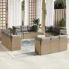 Image de vidaXL Salon de jardin avec coussins 12 pcs beige résine tressée