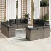 Image de vidaXL Salon de jardin avec coussins 12 pcs gris résine tressée