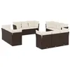 Image de vidaXL Salon de jardin avec coussins 12 pcs marron résine tressée