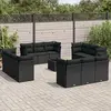 Image de vidaXL Salon de jardin avec coussins 13 pcs noir résine tressée