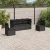 Image de vidaXL Salon de jardin 5 pcs avec coussins noir résine tressée