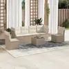 Image de vidaXL Salon de jardin avec coussins 7 pcs beige résine tressée