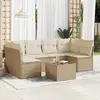 Image de vidaXL Salon de jardin avec coussins 7 pcs beige résine tressée