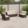 Image de vidaXL Salon de jardin avec coussins 7 pcs marron résine tressée