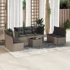 Image de vidaXL Salon de jardin 8 pcs avec coussins gris résine tressée