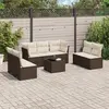 Image de vidaXL Salon de jardin 8 pcs avec coussins marron résine tressée