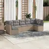 Image de vidaXL Salon de jardin avec coussins 7 pcs beige résine tressée