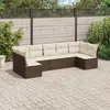 Image de vidaXL Salon de jardin avec coussins 7 pcs marron résine tressée