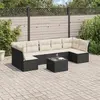 Image de vidaXL Salon de jardin 8 pcs avec coussins noir résine tressée