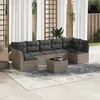 Image de vidaXL Salon de jardin 8 pcs avec coussins gris résine tressée