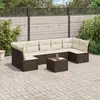 Image de vidaXL Salon de jardin 8 pcs avec coussins marron résine tressée
