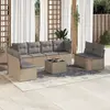 Image de vidaXL Salon de jardin avec coussins 9 pcs beige résine tressée