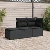 Image de vidaXL Salon de jardin 3 pcs avec coussins noir résine tressée