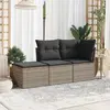Image de vidaXL Salon de jardin avec coussins 3 pcs gris résine tressée