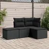Image de vidaXL Salon de jardin 4 pcs avec coussins noir résine tressée