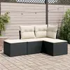 Image de vidaXL Salon de jardin 4 pcs avec coussins noir résine tressée