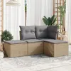 Image de vidaXL Salon de jardin avec coussins 4 pcs beige résine tressée