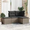 Image de vidaXL Salon de jardin 4 pcs avec coussins gris résine tressée
