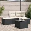 Image de vidaXL Salon de jardin 5 pcs avec coussins noir résine tressée
