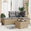 Image de vidaXL Salon de jardin avec coussins 5 pcs beige résine tressée