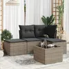 Image de vidaXL Salon de jardin 5 pcs avec coussins gris résine tressée