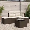 Image de vidaXL Salon de jardin avec coussins 5 pcs marron résine tressée