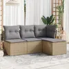 Image de vidaXL Salon de jardin avec coussins 4 pcs beige résine tressée