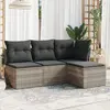 Image de vidaXL Salon de jardin 4 pcs avec coussins gris clair résine tressée